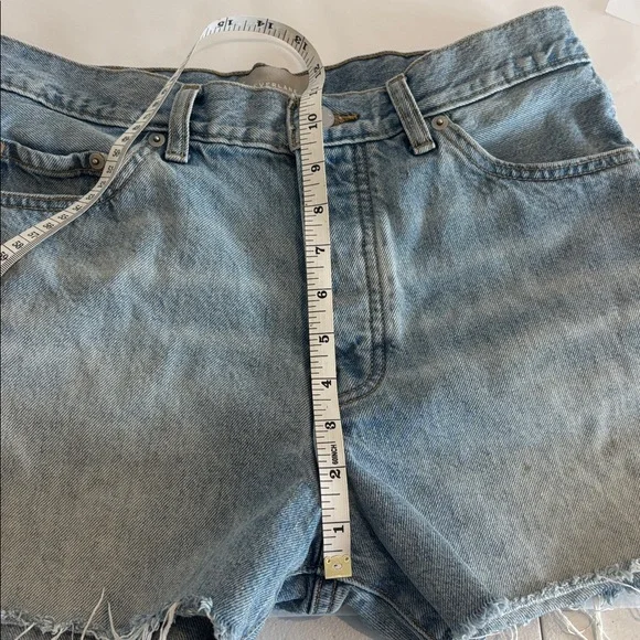EVERLANE The Relaxed 90’s shorts button fly 5 pockets raw edge hem light blue 27 - Picture 15 of 16